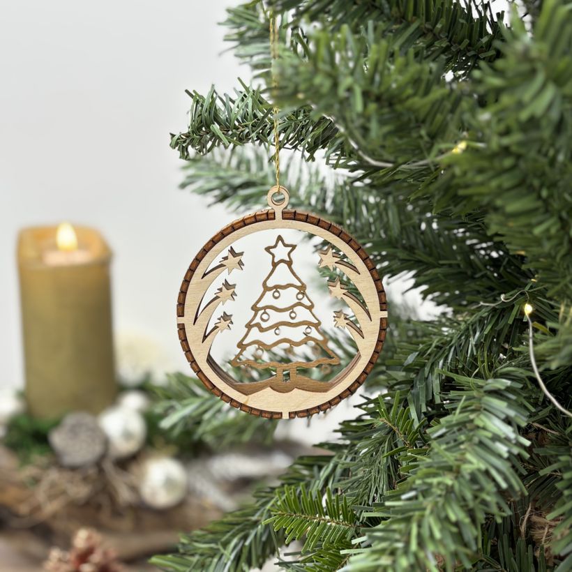 Christbaumanhänger Weihnachten 3D aus Holz