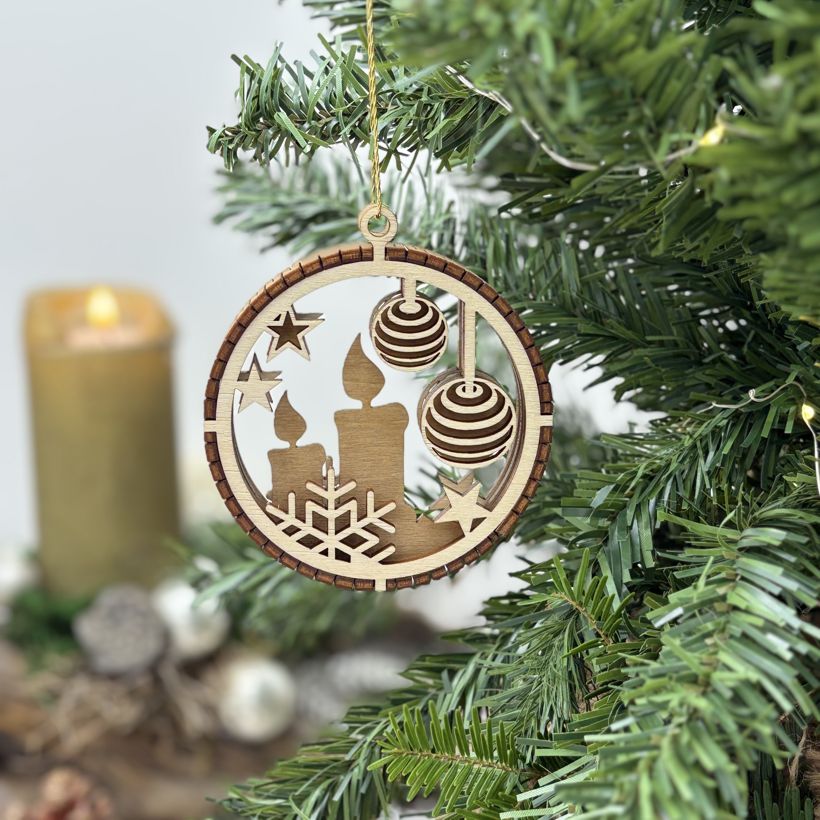 Christbaumanhänger Weihnachten 3D aus Holz