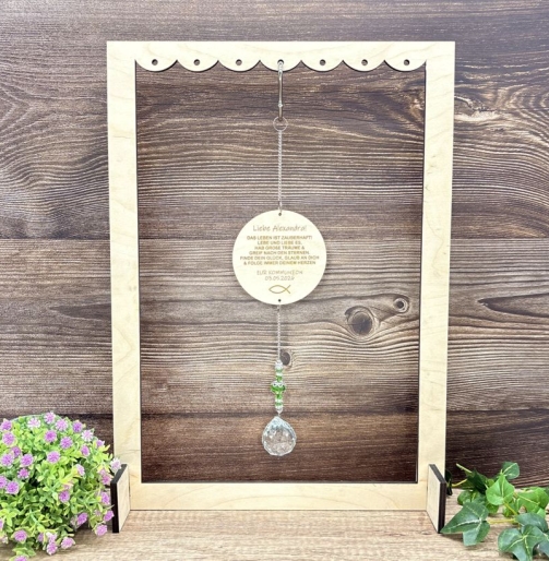 Personalisierter Sonnenfänger, Lichtfänger Kristall Fenster, Kommuniongeschenk