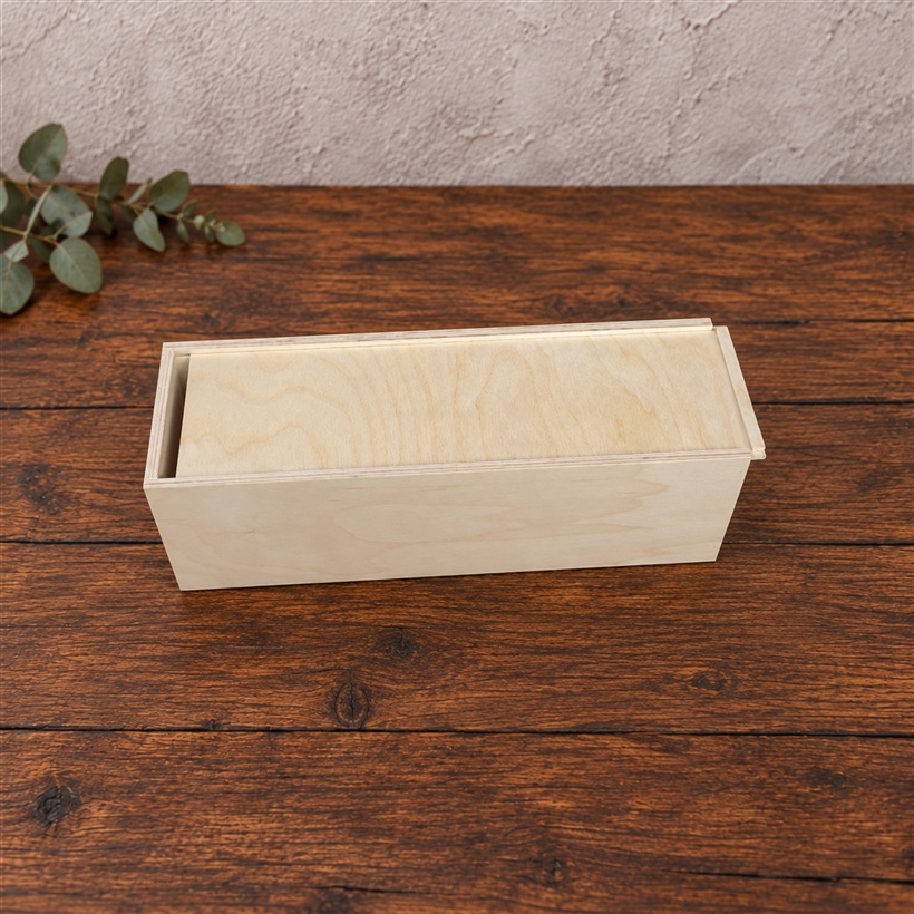 Geschlossene Holzkiste für Magnumflaschen 40 x 12 x 12 cm mit Schiebedeckel